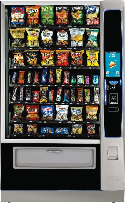 Crane Merchant Ambient MEDIA2 snack vending machine with touchscreen